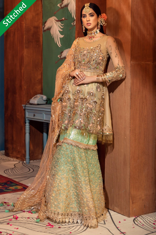 Olive Gold Readymade Gharara