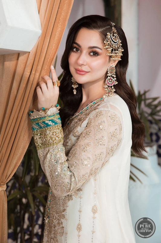 off white chiffon suit with colorful dupatta in saudi arabia riyadh