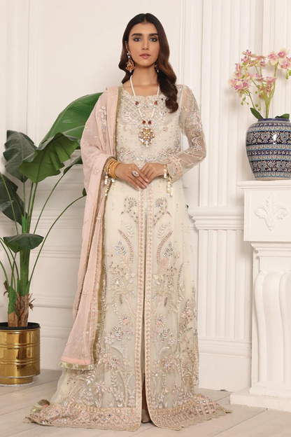 3pc Embroidered Net - Unstitched Bridal Suit - B037