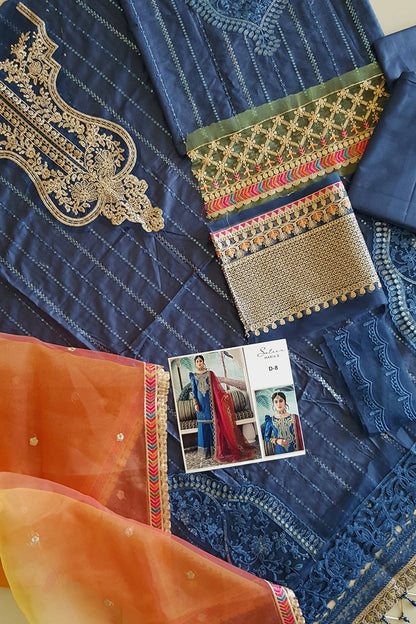 Blue Embroidered Lawn Suit