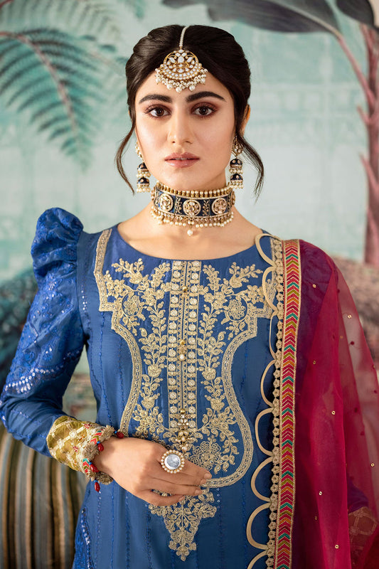 Blue Embroidered Lawn Suit