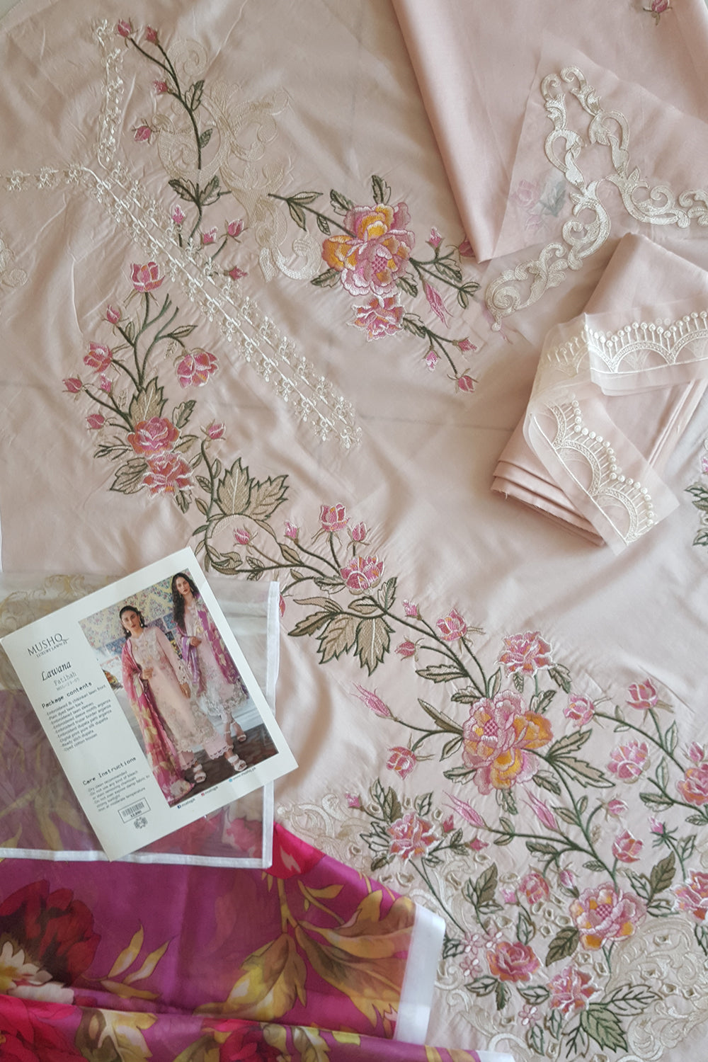 Pale Pink Embroidered Lawn Suit