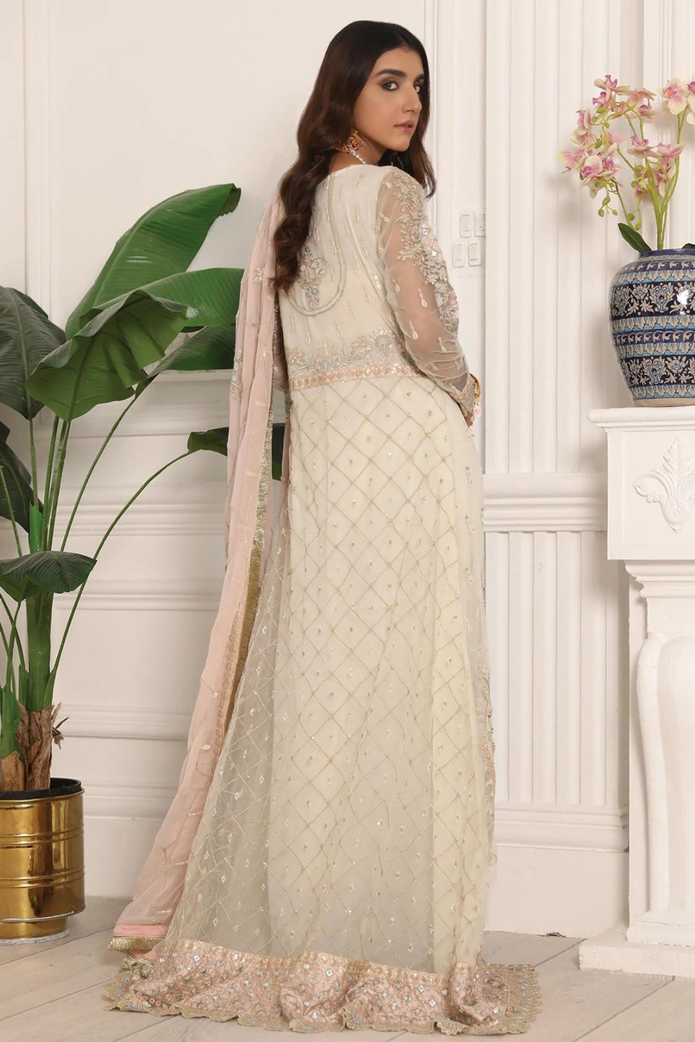 off white long maxi style anarkali suits online