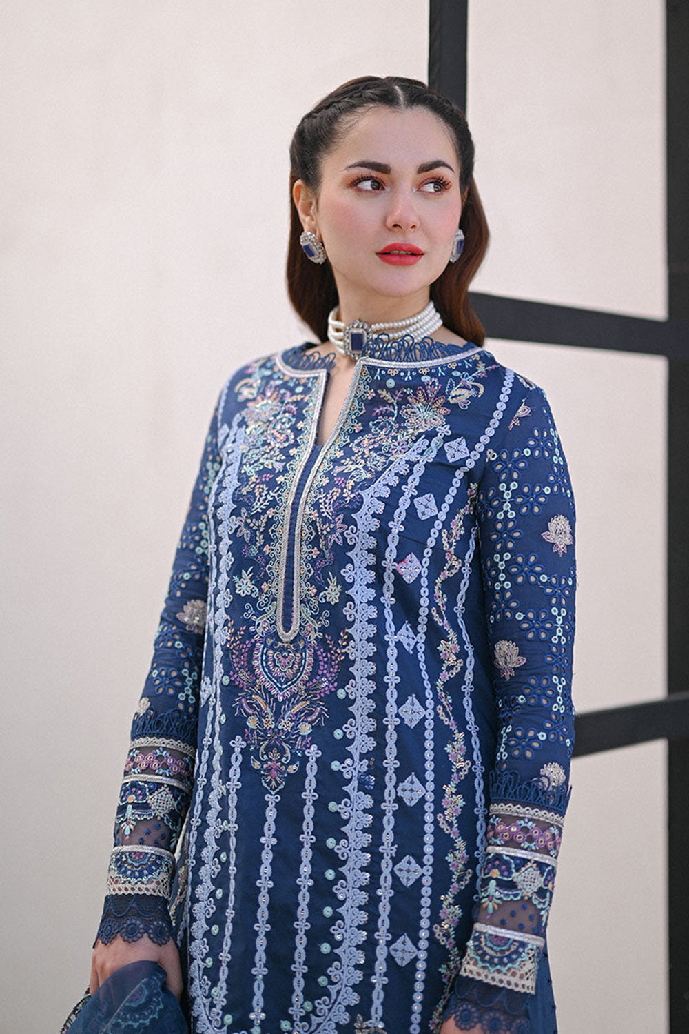 Royal Blue Embroidered Lawn Suit