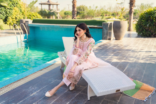 Pink Readymade Hand Embroidered Suit