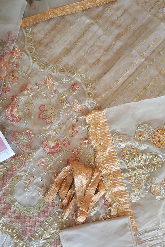 3pc Hand Embellished Organza Suit