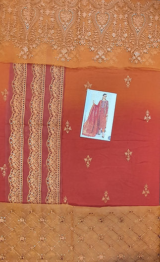 Burnt Orange and Rust Chiffon Suit