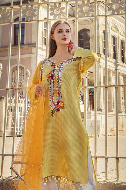 Yellow Readymade Cotton Pret