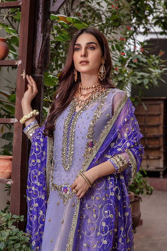 Purple Hand Embroidered Readymade Suit