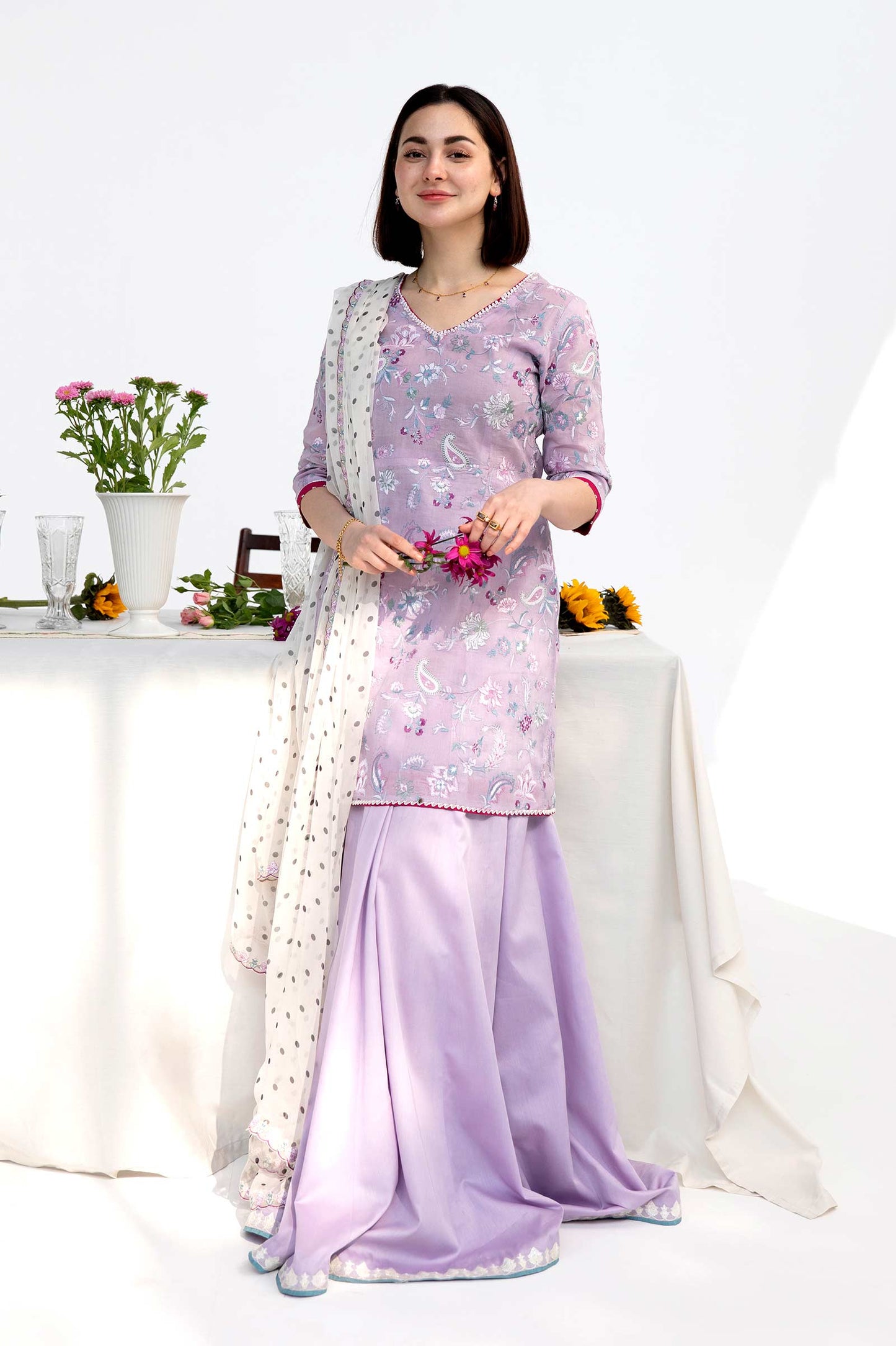 Lilac Embroidered Lawn Suit
