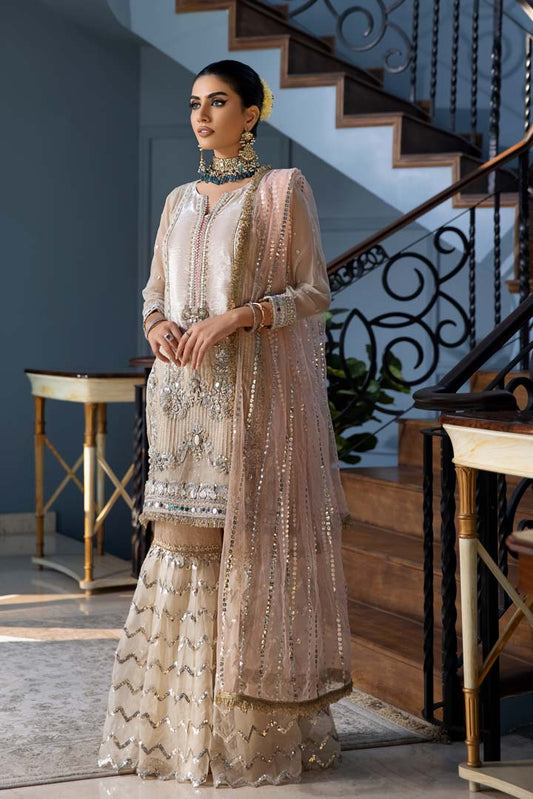 Hand Embroidered Pure Chiffon & Velvet Gharara