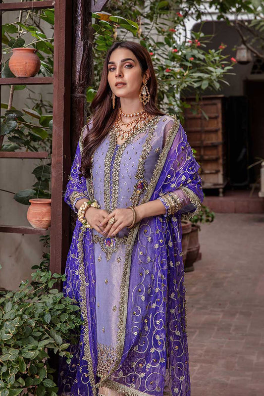 Purple Hand Embroidered Readymade Suit