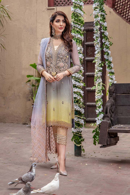 Hand Embroidered Pure Chiffon Suit