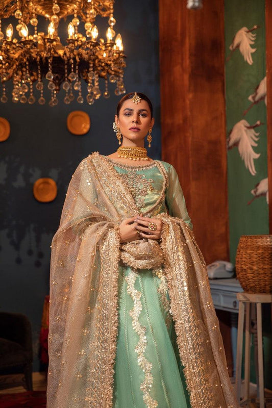 Golden Hand Embroidered Pure Maysuri Sharara