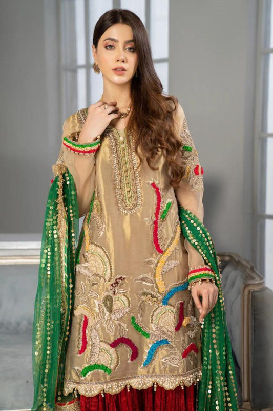 red & gold sharara in dubai uae salwar mahal