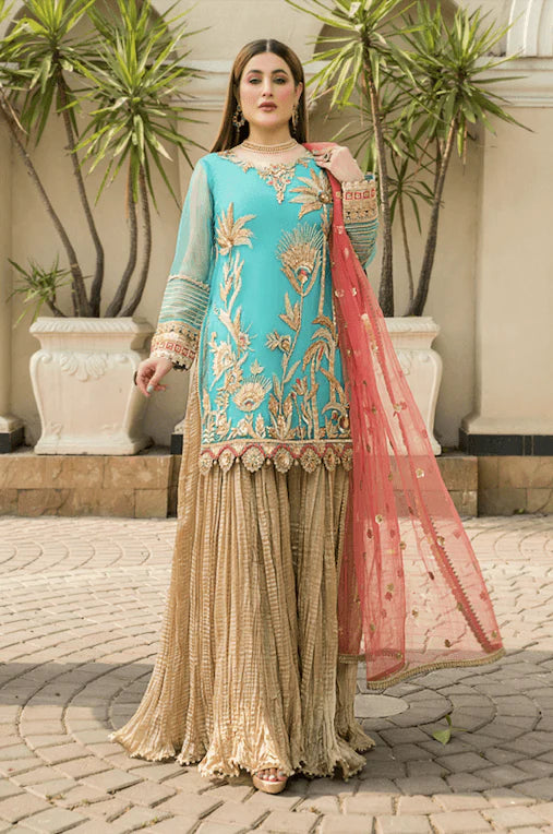 pastel blue ready made sharara with price