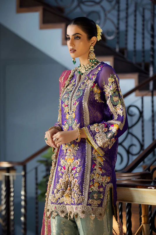 Midnight Purple Readymade Jamawar Suit