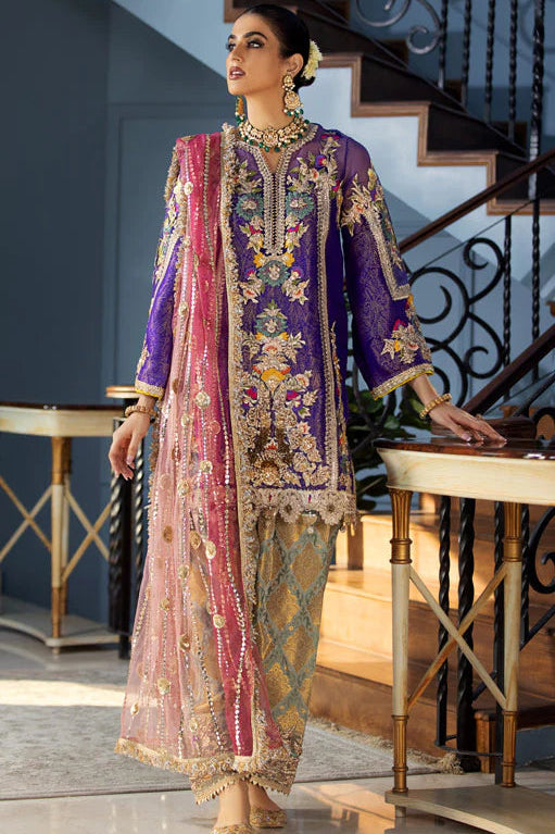 Midnight Purple Readymade Jamawar Suit