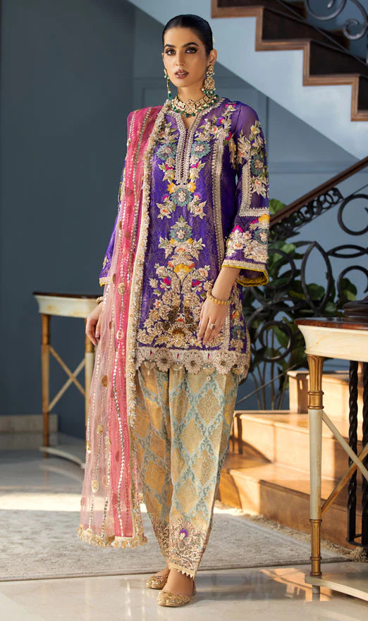 Midnight Purple Readymade Jamawar Suit