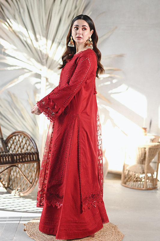 Red Chikankari Lawn Suit with Cutwork Dupatta