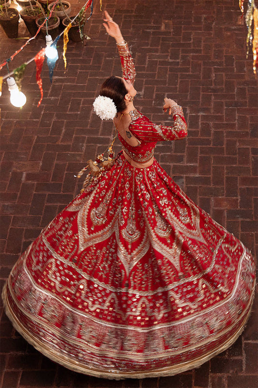 Red Handmade Raw Silk Lehenga