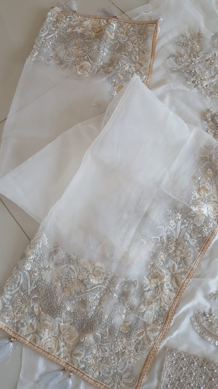 Indian designer bridal anarkali suit in white online shopping