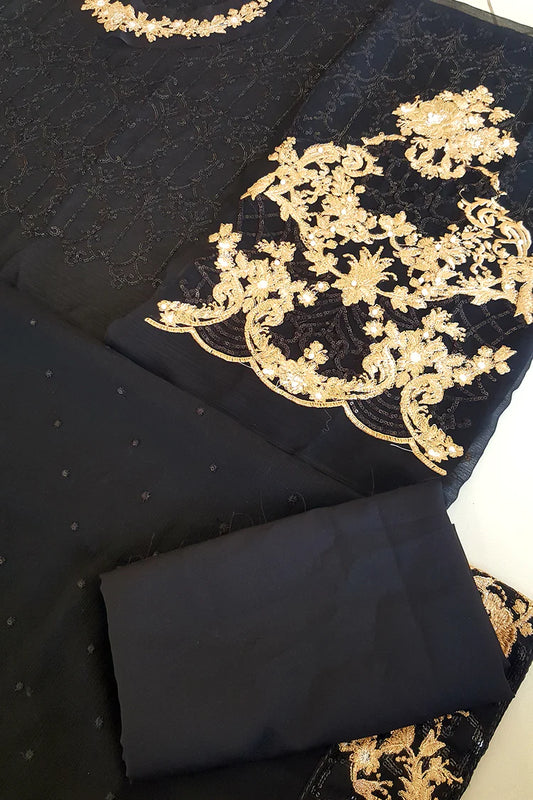 Black Chiffon Wedding Saree