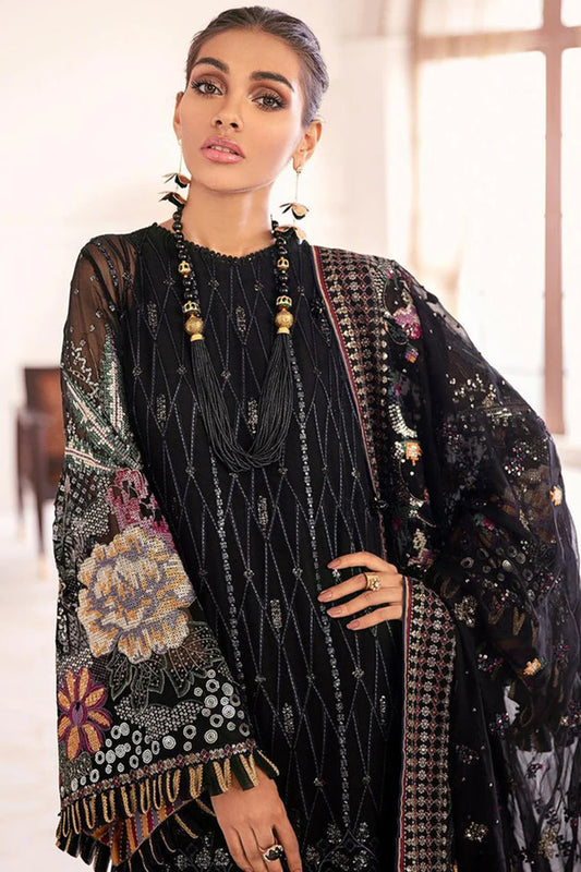 Black Embroidered Chiffon Suit
