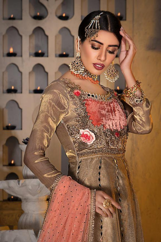stitched skin gold anarkali online uae