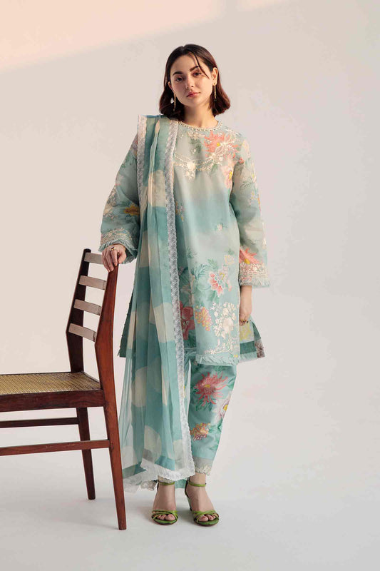 Sky Blue Embroidered Lawn Suit