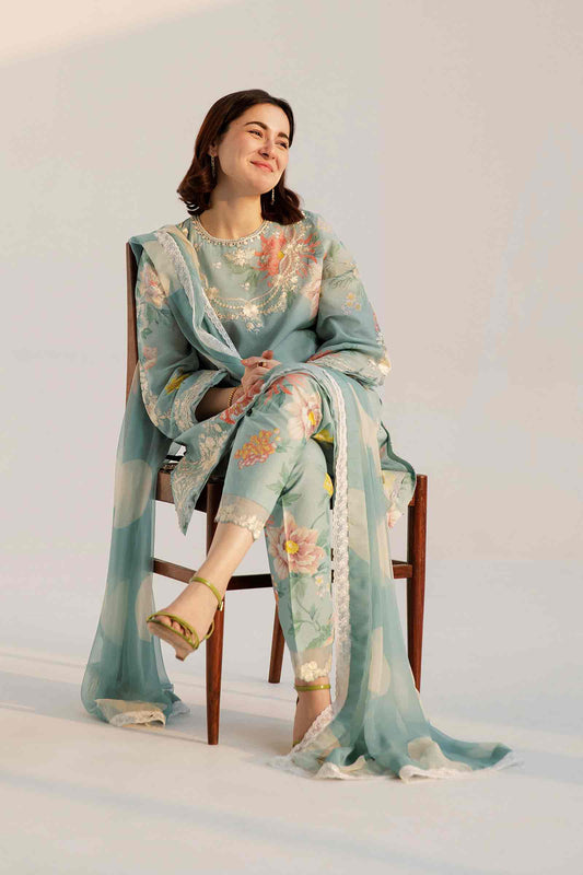 Sky Blue Embroidered Lawn Suit