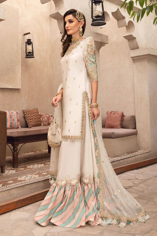 ivory & gold party wear gharara in uae