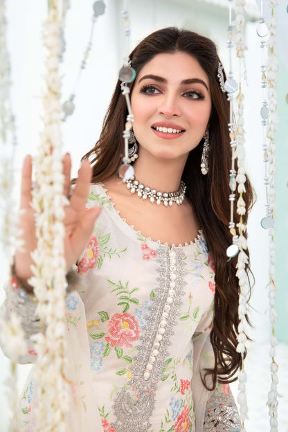 Floral White Embroidered Lawn Suit