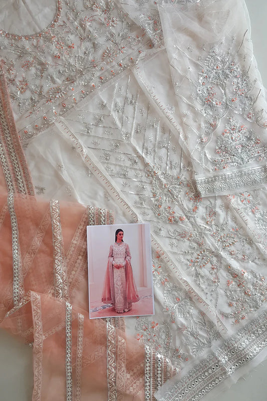 white and peach bridal suit in uae